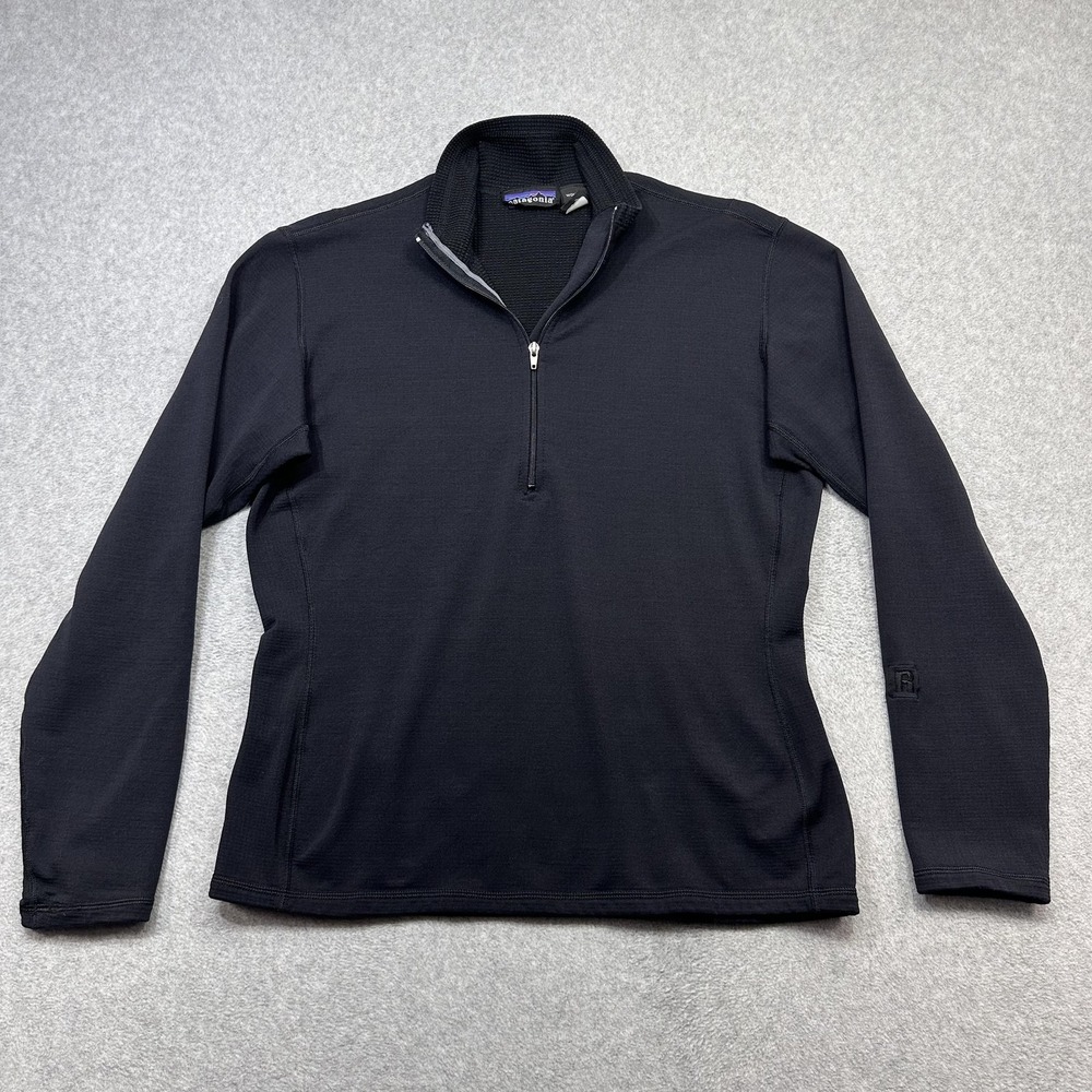 Vintage Patagonia R1 Stretch Top Womens Large Black 1/4 Zip Baselayer Polartec